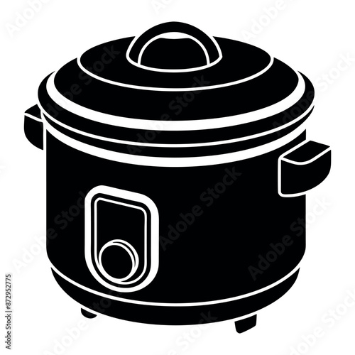 A vector line art depiction of an electric rice cooker
