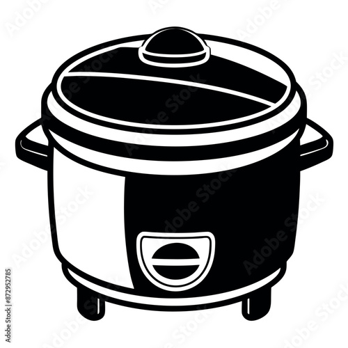 A vector line art depiction of an electric rice cooker
