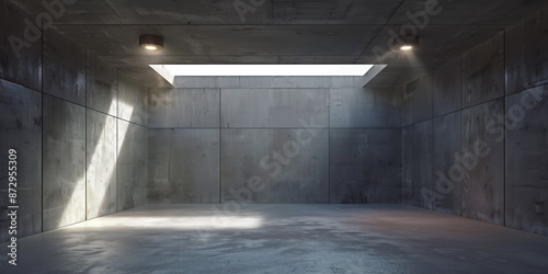 Empty white neon light stage abstract background. 3d  black dark led room space. Modern futuristic glow electric interior. Empty wall, floor design