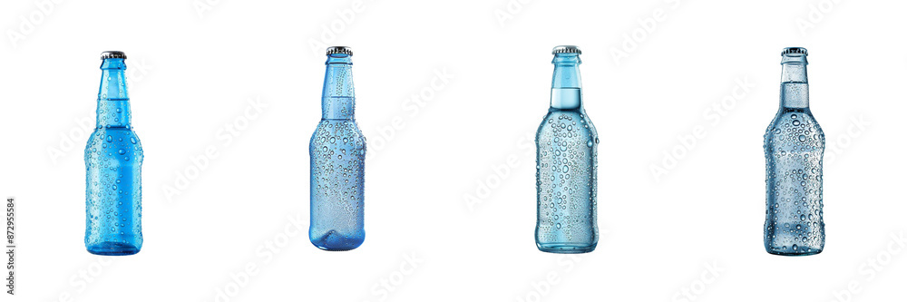 Bottle of water with drops isolated on transparent png background Bottle of water with drops isolated on transparent png background