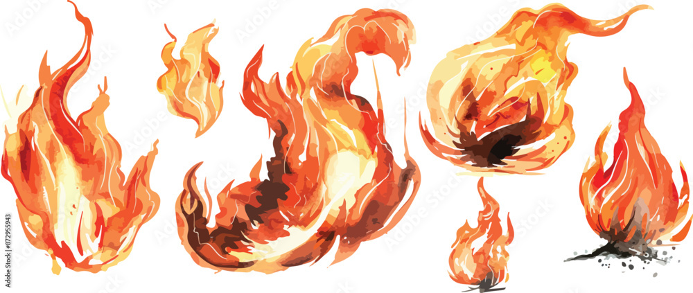 fire watercolor clipart