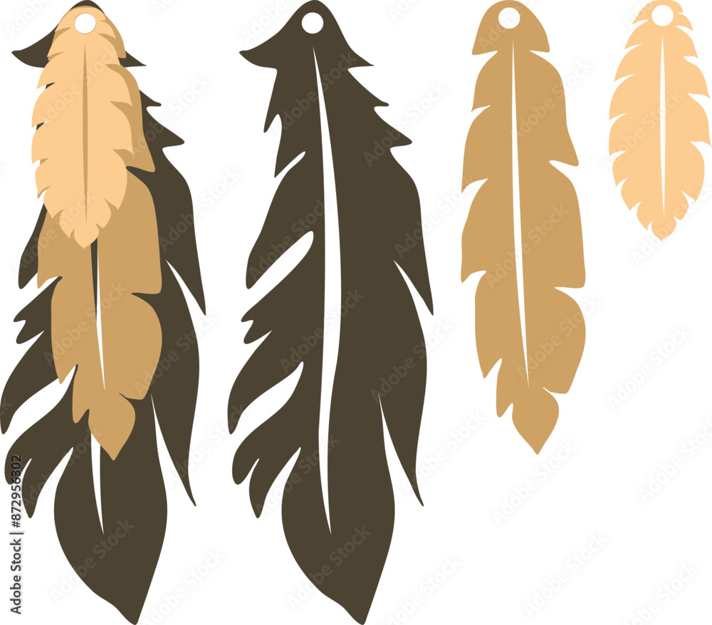 Feathers earrings vector . Eardrop element. Laser cut template Feathers earrings vector . Eardrop element. Laser cut template
