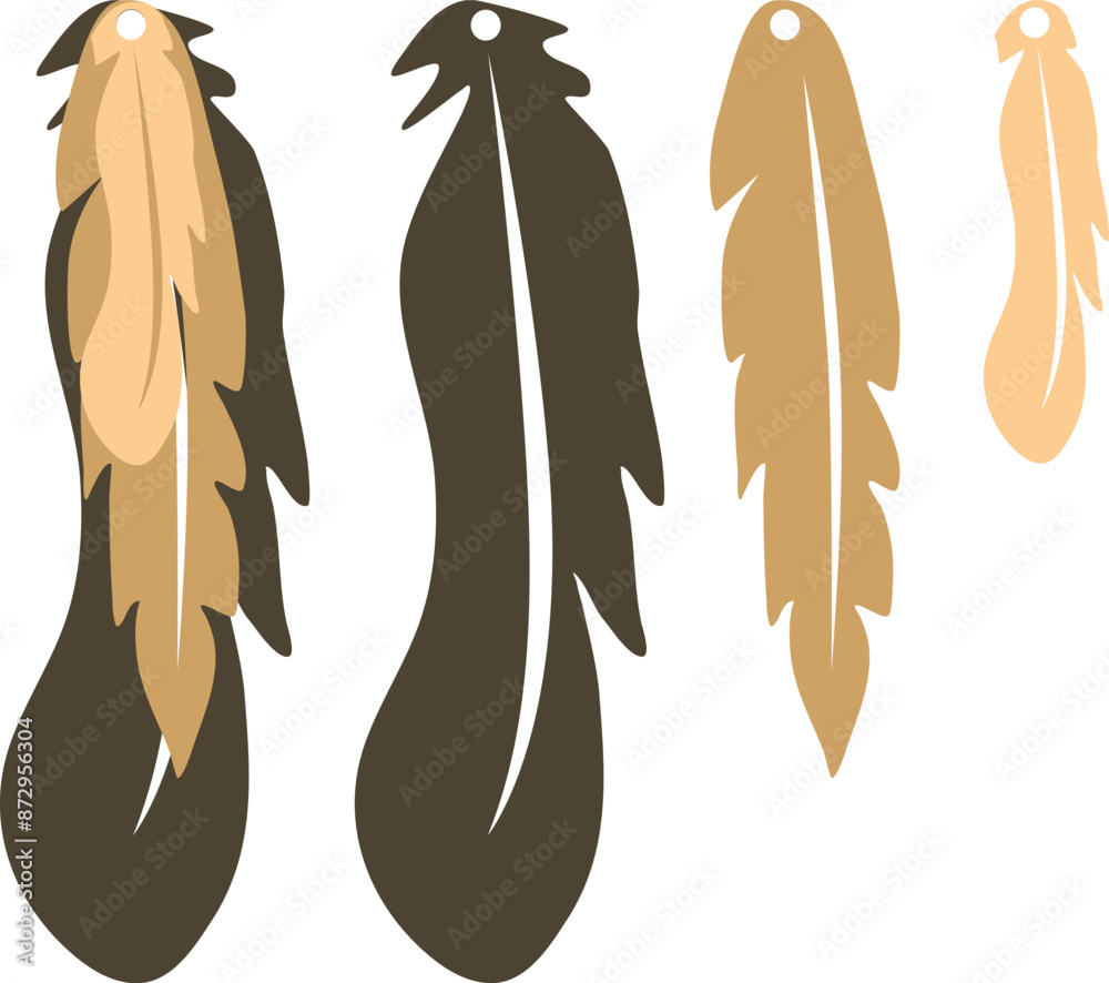 Feathers earrings vector . Eardrop element. Laser cut template Feathers earrings vector . Eardrop element. Laser cut template
