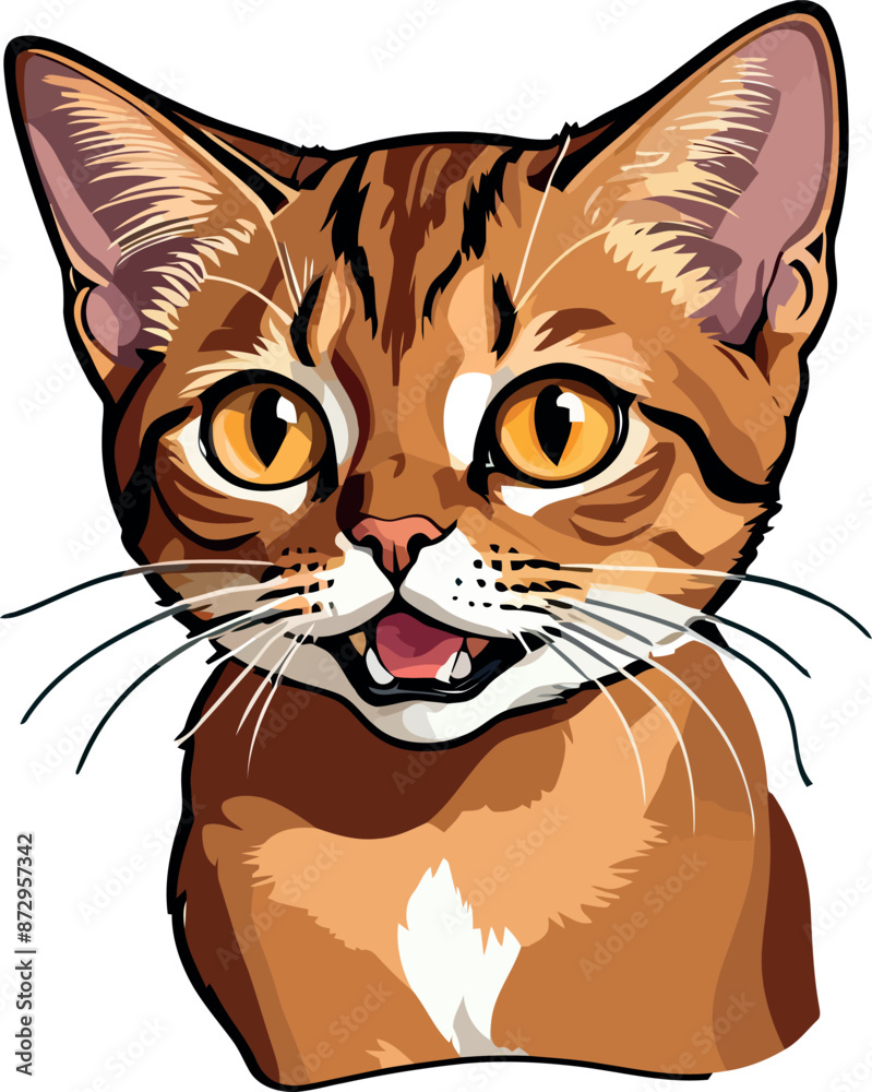 Fototapeta premium Graceful Abyssinian Cat Art Illustration