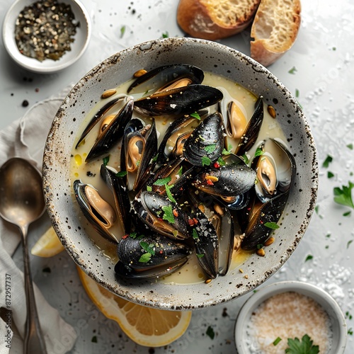 Steamed Mussels in a Savory Broth