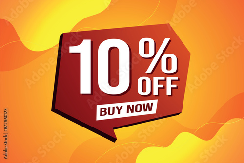10% ten percent off buy now poster banner graphic design icon logo sign symbol social media website coupon

