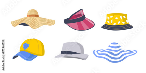 Different Types of Hats Illustration