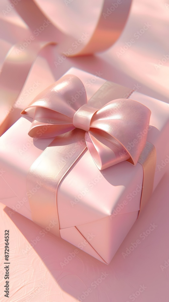 3D render of A beautifully wrapped gift with a big bow on a pastel pink background. very detailed 3D render of A beautifully wrapped gift with a big bow on a pastel pink background. very detailed