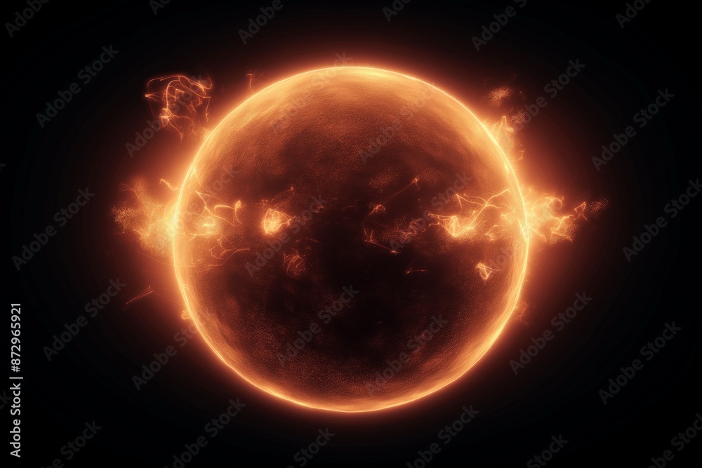 Fiery Solar Flare Explosion on the Sun's Surface, Intense Heat, Glowing Plasma, Celestial Phenomenon Fiery Solar Flare Explosion on the Sun's Surface, Intense Heat, Glowing Plasma, Celestial Phenomenon