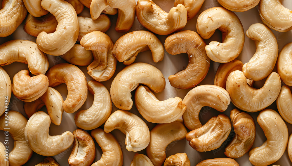 Many tasty cashew nuts as background, top view Many tasty cashew nuts as background, top view