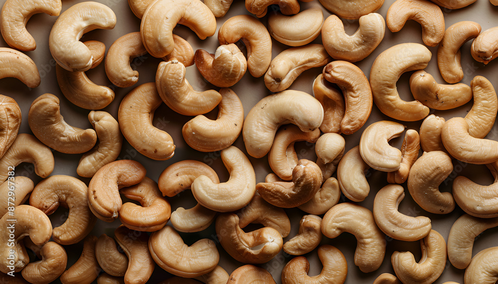 Many tasty cashew nuts as background, top view Many tasty cashew nuts as background, top view