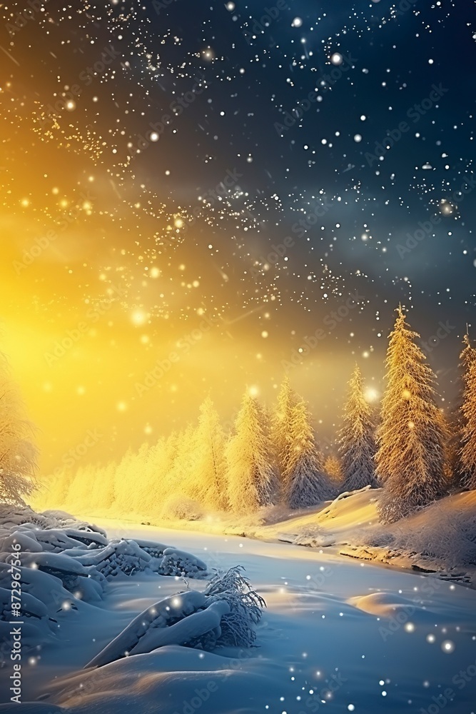 background for winter with newly rising sun with generative ai background for winter with newly rising sun with generative ai
