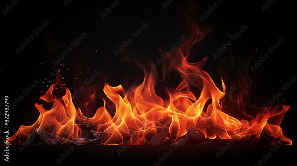 Intense Fire Blaze With Dancing Orange and Red Flames Intense Fire Blaze With Dancing Orange and Red Flames