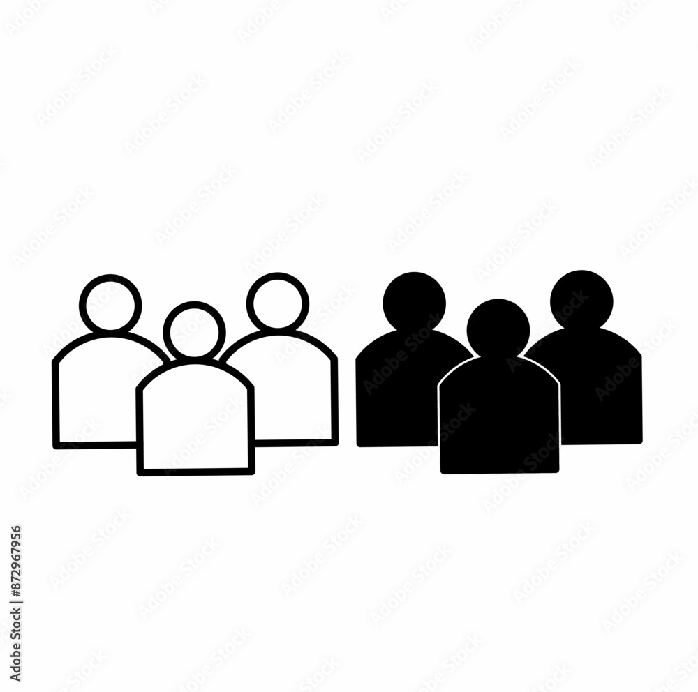 icon illustration of work group in business. vector three people on a white background icon illustration of work group in business. vector three people on a white background