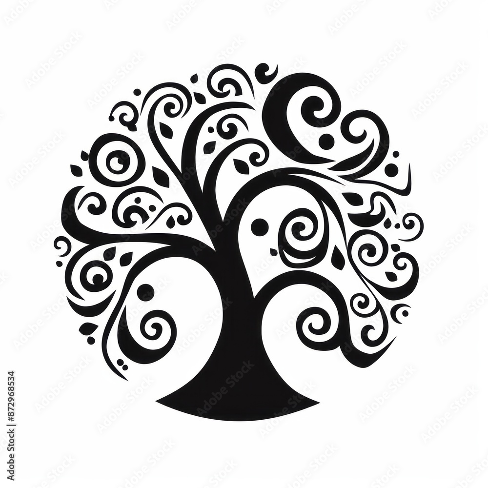stylized tree icon black,generated with AI. High quality photo stylized tree icon black,generated with AI. High quality photo