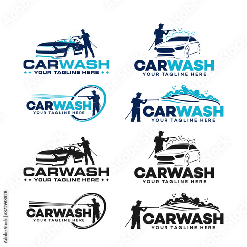 Set of Car Wash logo designs concept vector, Automotive Cleaning log