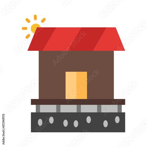 Beach house flat icon