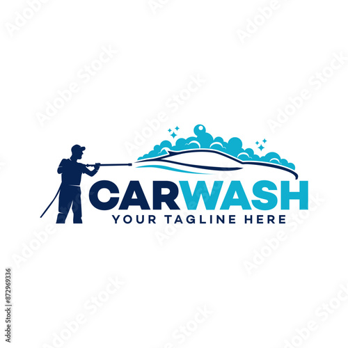 car wash logo design. service auto cleaning template. car wash