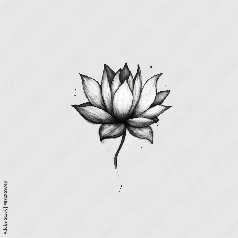 Obraz premium beautiful tattoo sketch of a small lotus flower,generated with AI. High quality photo