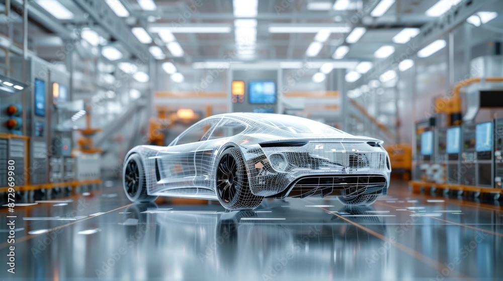 car of the future concept, virtual hologram of a car at a car factory, sketch of a future project, preparation for production car of the future concept, virtual hologram of a car at a car factory, sketch of a future project, preparation for production