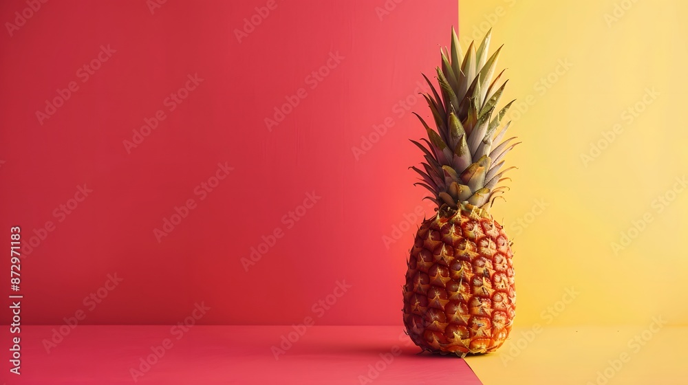 Pineapple on a Red and Yellow Background. Pineapple on a Red and Yellow Background.