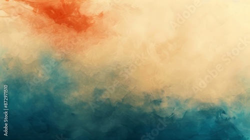 Abstract Watercolor Background with Orange and Teal Hues.
