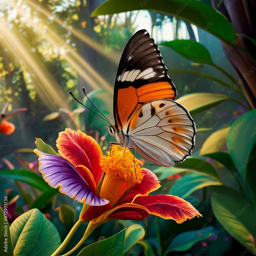 a butterfly that is sitting on a flower a butterfly that is sitting on a flower