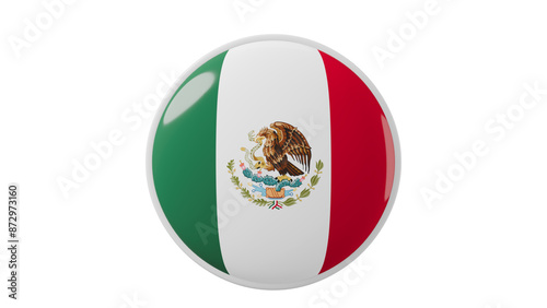 Mexico, mexican Circle flag icon . Transparent backgound. 3d rendered with alpha channel. Round shape.