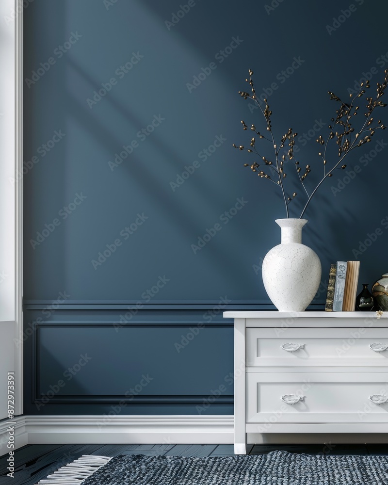 Mock up wall in classic interior with vase. Mock up wall in classic interior with vase.