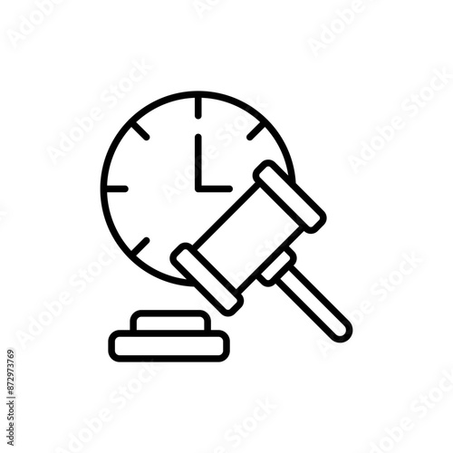 Auction time outline icons, minimalist vector illustration ,simple transparent graphic element .Isolated on white background