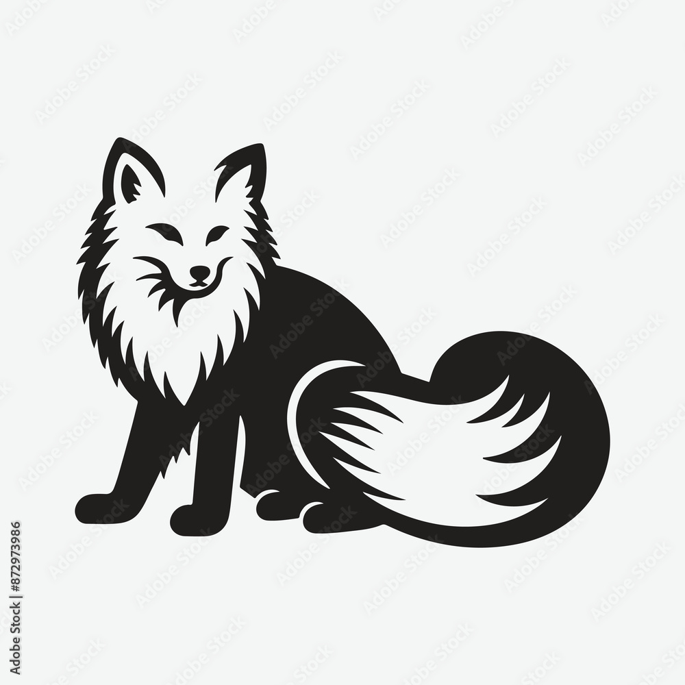 Obraz premium Majestic Arctic Fox Silhouette: A Timeless Beauty in the Arctic Wilderness