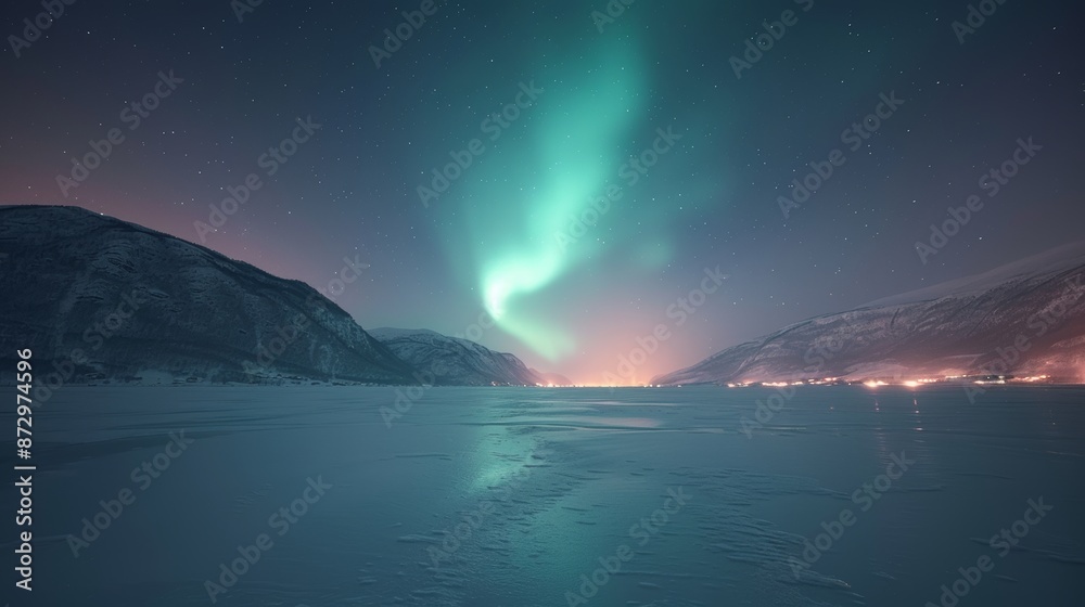 gorgeous aurora borealis landscape; milky way, alien planet, strange planet night sky; diamonds in sky; golden 