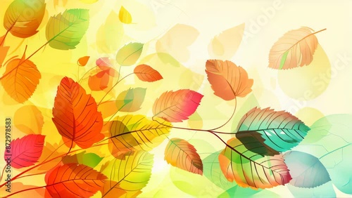 Watercolor autumn leaves flying and moving