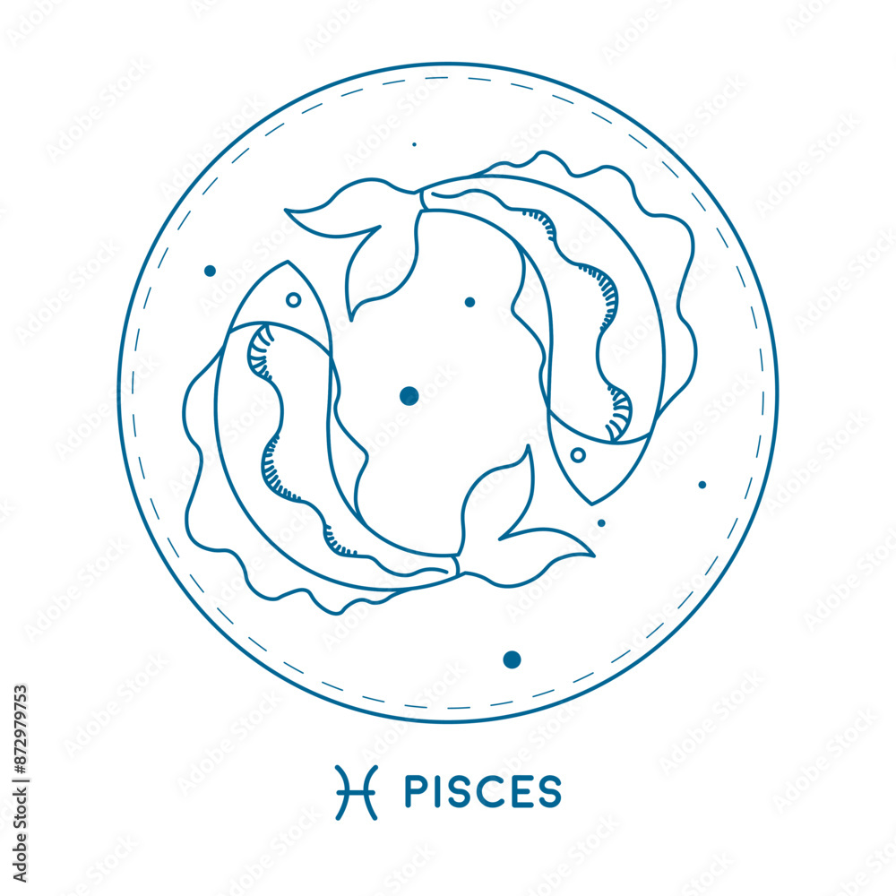 Pisces Zodiac Sign Illustration vector Pisces Zodiac Sign Illustration vector