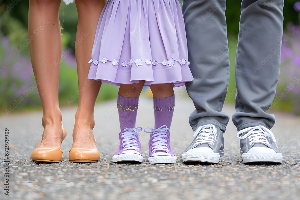 Family unity symbolized by matching footwear, highlighting parental support and child security. Family unity symbolized by matching footwear, highlighting parental support and child security.