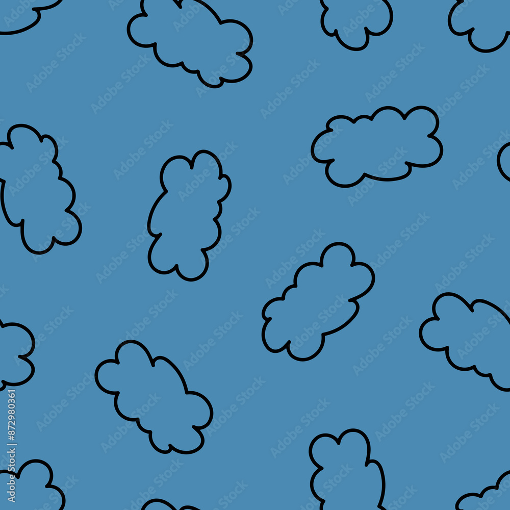Obraz premium Seamless Clouds on Blue Background. Floating Clouds. Seamless Pattern with Blue Cloud.