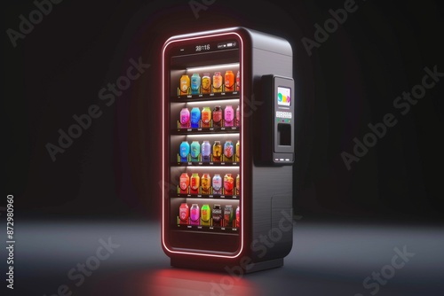 Modern Vending Machine with Colorful Drinks