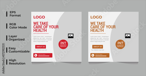 Eye-catching social media post template, social media post design, healthcare, facebook post, instagram post, linkedin post