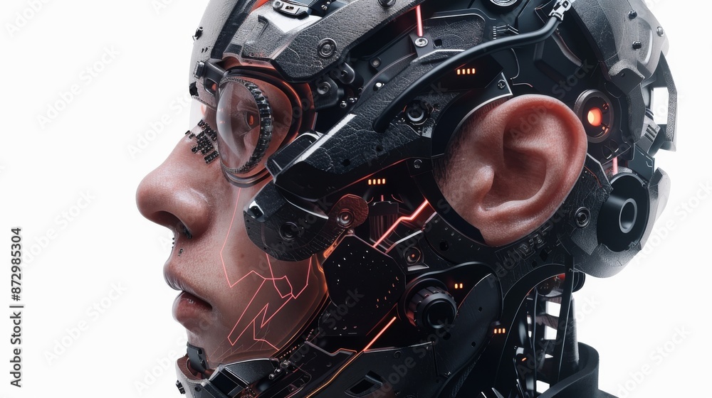 This is a realistic PNG image of an exoskeleton cyborg male face on a transparent background in a sci-fi technology style This is a realistic PNG image of an exoskeleton cyborg male face on a transparent background in a sci-fi technology style