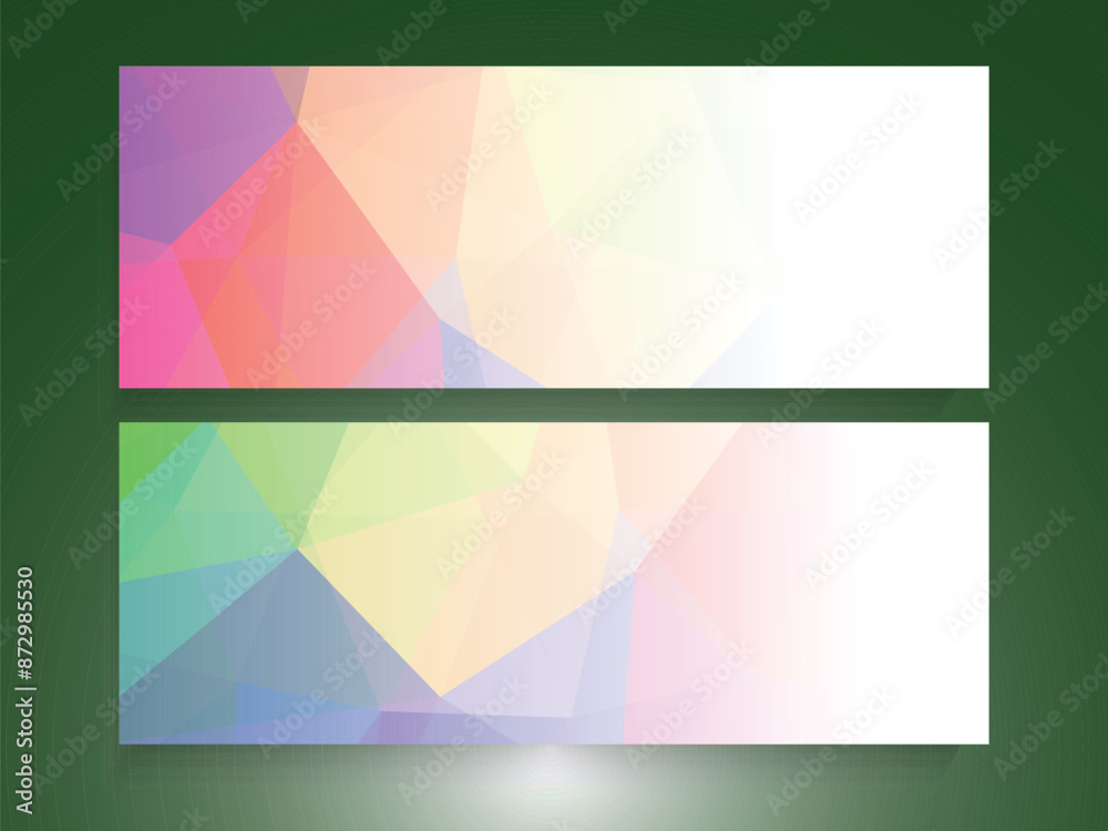 Fototapeta premium Social Media Banner or Header Design Set in Colorful Abstract Polygonal.