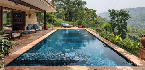 Luxury Villa Pool Overlooking Mountainous Landscape