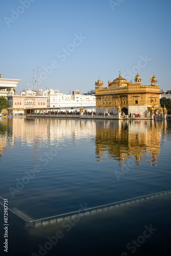 Canvas Print Beautiful view of Golden Temple - Harmandir Sahib in Amritsar, Punjab, India, Fa
