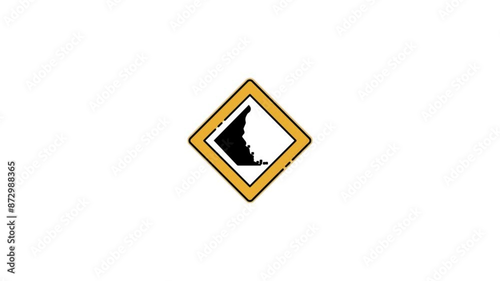Falling rocks icon animation video for traffic sign concept , isolated warning or symbol 2D animated footage motion graphic design Falling rocks icon animation video for traffic sign concept , isolated warning or symbol 2D animated footage motion graphic design