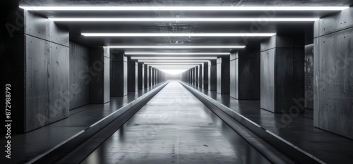 3D rendering of an alien spaceship sci fi concrete rough cement garage tunnel corridor warehouse showroom underground futuristic modern background