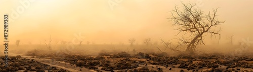 Desolate Arid Landscape wit...