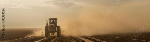 Farmer Tilling Arid Farmlan...