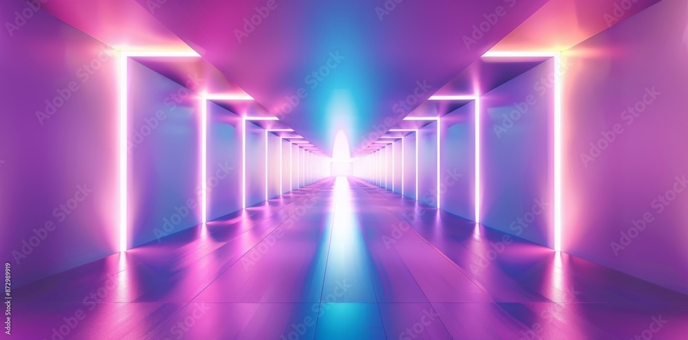 Light corridor modern background. Futuristic sci-fi tunnel in 3D. Light corridor modern background. Futuristic sci-fi tunnel in 3D.