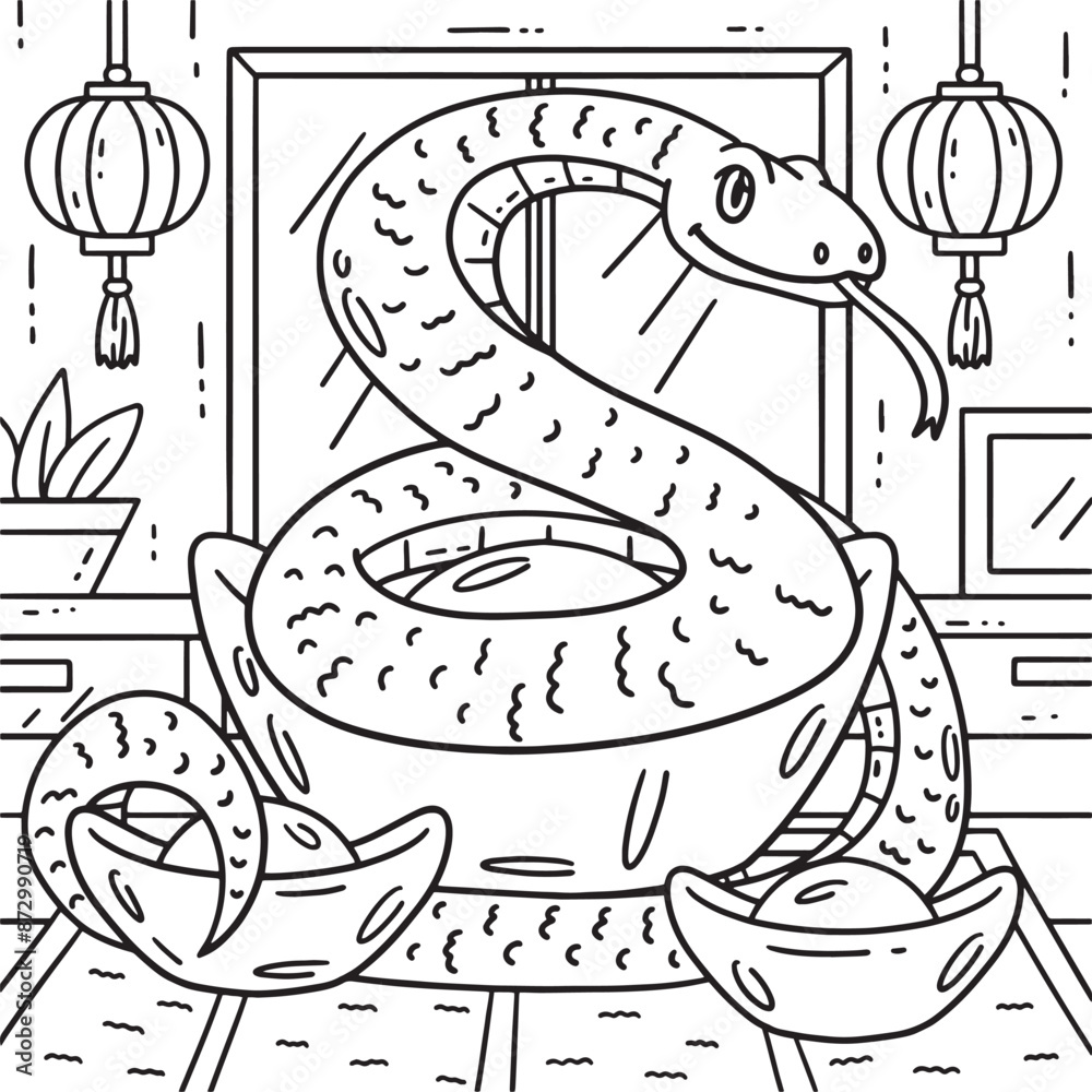 Year of the Snake Gold Ingot Coloring Page Year of the Snake Gold Ingot Coloring Page