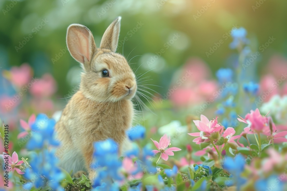 Adorable Baby Rabbit in a Spring Meadow Adorable Baby Rabbit in a Spring Meadow