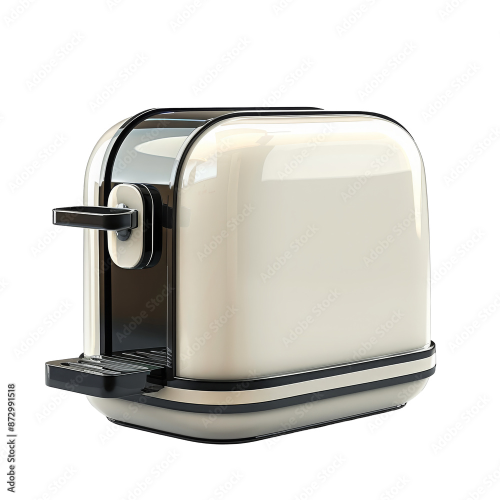 Retro Style White Toaster with Chrome Accents Retro Style White Toaster with Chrome Accents